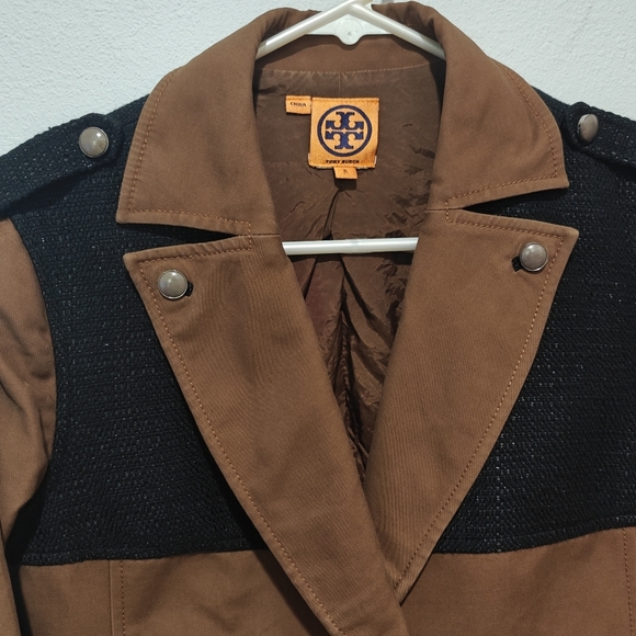 Y2K Tory Burch Tweed Blazer Small Size 6 Micha Brown Black Pockets - Picture 3 of 7